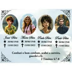 Placa Metal Para Jazigo Túmulo Lápide De Homenagem Até 4 Pessoas
