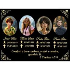 Placa Para Jazigo Túmulo Lápide De Metal Homenagem Até 4 Pessoas