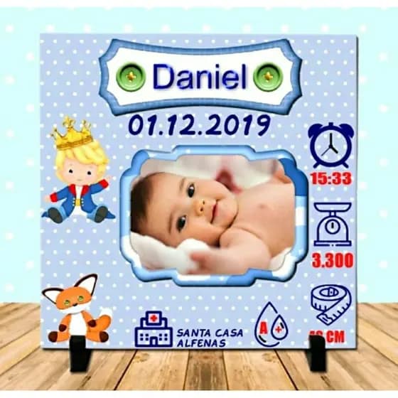 Azulejo Recem Nascido Personalizado Com Foto Nome Frase Menino 15x15