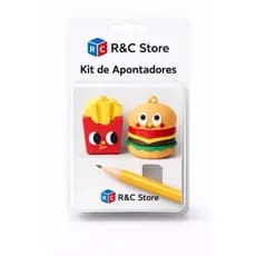 Kit 2 Apontador Fast Food Kawaii | Apontador Criativo Hambúrguer e Batata | Papelaria Fofa Escolar