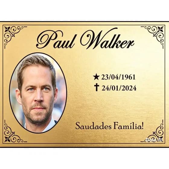 Placa Metal Dourada Para Jazigo Túmulo Lápide De Homenagem