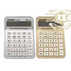 Calculadora Grande Eletrônica Alfacell 12 Dígitos Prata ou Dourada