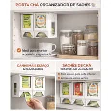 Porta Sachês de Chá Organizador para Armário Suporte Porta Chá Divisórias para Cozinha Armário