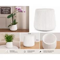 Vaso Decorativo Canelado Branco para Orquídeas e Plantas – Design Moderno