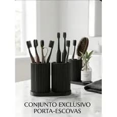 Conjunto Porta Escova de Dentes Duplo Organizador Banheiro Moderno Porta Pasta Escova Suporte