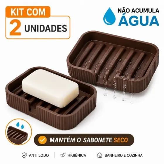 Kit 2 Saboneteiras Drenantes | Anti Lodo | Mantém o Sabonete Seco | Banheiro e Cozinha