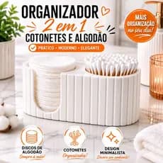 Organizador de Cotonetes e Algodão 2 em 1Porta Discos de Algodão pincéis Organizador para Banheiro e Penteadeira Design