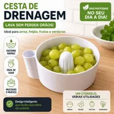 Cesta de Drenagem Bacia Inteligente para Lavar Arroz e Frutas Lava Sem Perder Grãos Escorrendo de Frutas