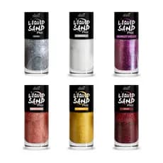 Kit 06 Esmaltes Glitter Liquid Sand Bella Brazil  1302 1312 1310 1313 1314 1315