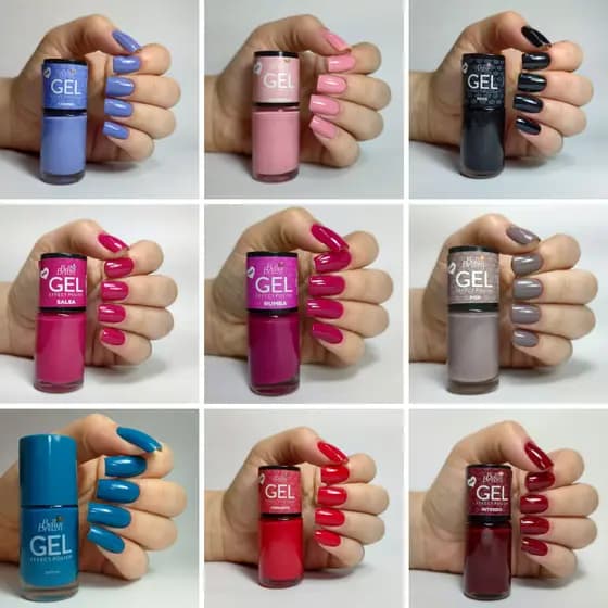 Esmalte Efeito Gel Bella Brazil Tons Azul e Verde 9ml Seca  Sem Cabine FREE