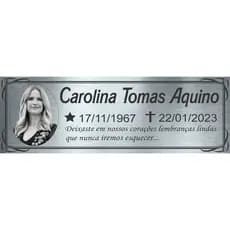 Placa 20x8cm Aço Inox Póstuma Túmulo Cemitério Lápide (com foto)