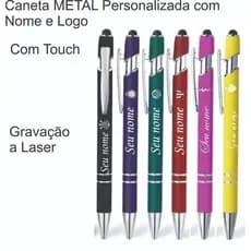 01 un Caneta Metal Touch Colorida PERSONALIZADA com nome / logotipo / Símbolos