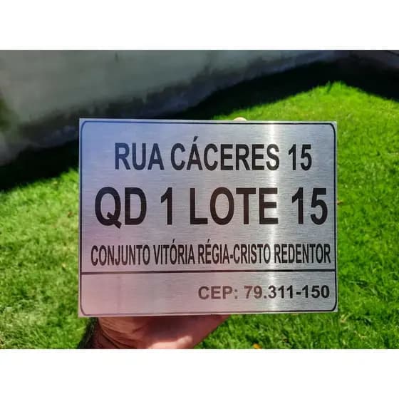 Placa 20X15CM Endereço Residencial Apartamento Condomínio AÇO INOX
