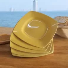 10 Prato Quadrado Plástico Amarelo Pequeno 17 cm Festas Eventos