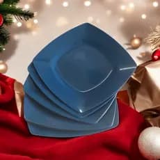 10 Prato Quadrado Plástico Azul Pequeno 17 cm Festas Eventos