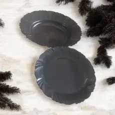 Kit 20 Prato Pétala Preto Plástico 10 Sobremesa-10 Grande Fundo