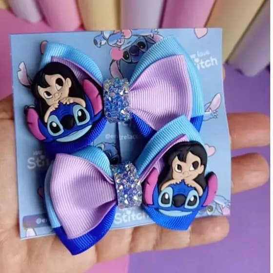Laço de cabelo infantil|Laço de menina| Laço temático personagem Stitch e Lilo , Angel e Stitch|Laço Infantil