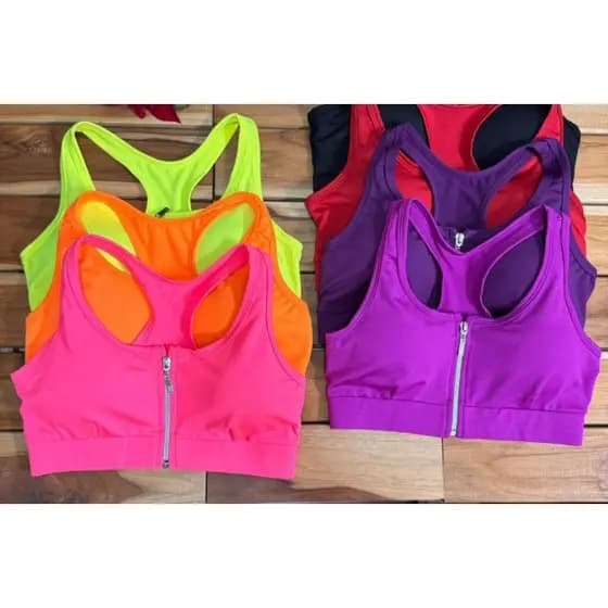 Top nadador, cropped de academia com zíper frontal e bojo removível. Roupa de academia. Top de uso diário. Pronta entrega!