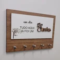 Porta Chaves de Parede 5 penduradores Multiuso Decoração Moderna p/ Sala em Mdf - Envio imediato
