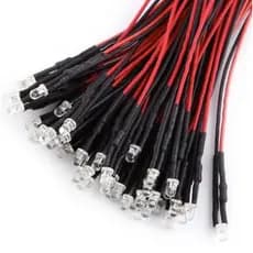 5x Led 5mm, 3mm Flat Top Alto Brilho Montado 5v-12v led cristal com fio + diodo+ termo retrátil alta qualidade