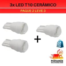 3x Lâmpada Led T10 Pingo W5W Branca, Alta Iluminação, Pingo 6000k Branco Puro Carro Moto 12v