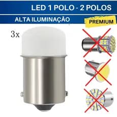 3x Lâmpada Led Ultra Forte 1Polo, 2Polos Branco, Ambar, Laranja BA15S P21W BAY15D PY21W P21W/5W 12 Ré, Freio, Lanterna