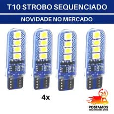 4x Lâmpada Led Strobo Flash Sequenciado, Branco, Azul, Vermelho