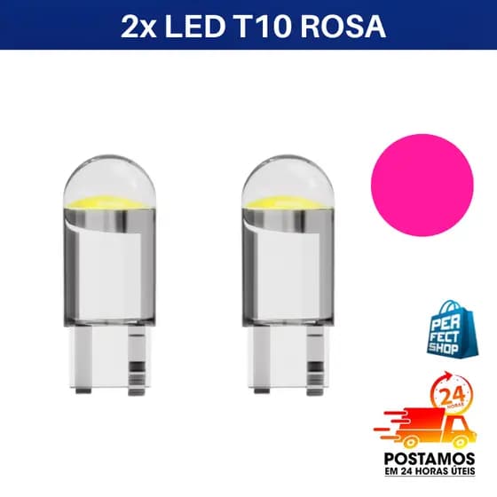 2x Lâmpada Led T10 Pingo W5W Rosa Alta Qualidade Pingo Carro Moto 12v
