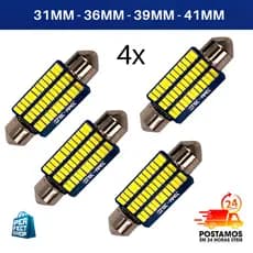 4x Lampada Led Torpedo Branco 31mm, 36mm, 39mm, 41mm, 30 Leds Teto Ou Placa 12v