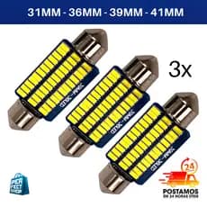 3x Lampada Led Torpedo Branco 31mm, 36mm, 39mm, 41mm, 30 Leds Teto Ou Placa 12v