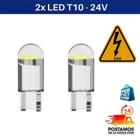 2x Lâmpada Led T10 24v Pingo W5W Branco, Azul, Verde, Ambar, Vermelho Alta Qualidade Pingo Branco Puro Carro Moto 24v