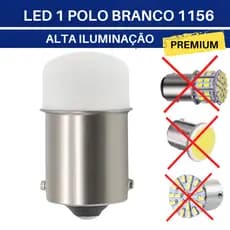 Lâmpada Led Ultra Forte Branco 1 Polo Pino Reto  BA15S 1156 21W Ultra Forte