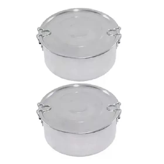 kIT 2 Marmita N°18 Em Alumínio Reforçado Polido Almoço E Jantar