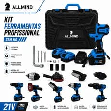 Kit 5 em 1 Multifuncional Martelete Furadeira Esmerilhadeira Chave de Impacto Motosserra Bateria 48v