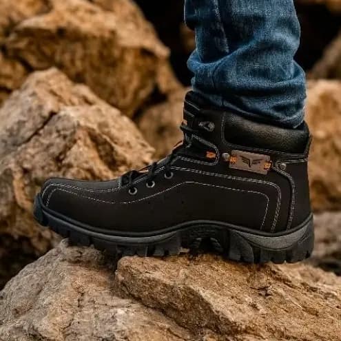 Coturno Bota Robusto Cafe com Solado Antiderrapante e Resistente Moderno e Casual Adventure