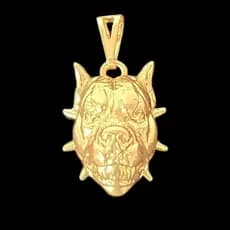 Pingente pitbull banhado a ouro 18k