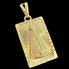 Pingente Masculino Placa de Nossa Senhora Aparecida Banhado a ouro 18k