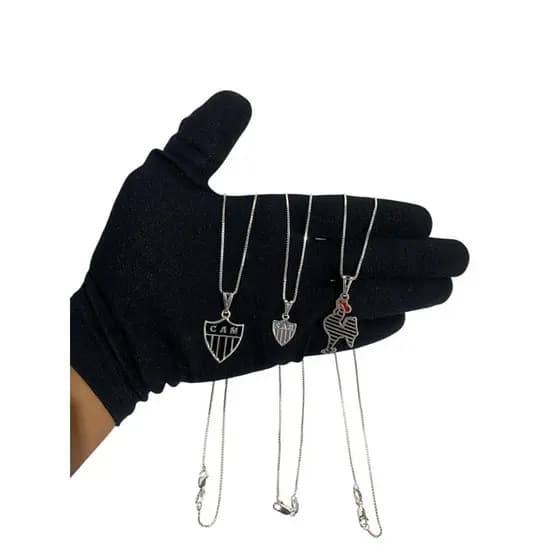 Colar Cordão Cordão Feminino e Masculino Atléticoo Galoo Banhado a prata 925