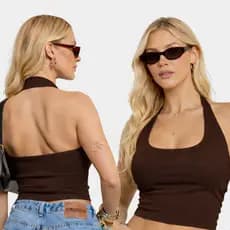 Blusa Cropped Top Feminina Frente Única Costa Nua no Suplex Premium Moda Gringa