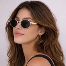 Óculos De Sol Ovais Feminino Armação Dourado Moda Retrô Fashion Unissex