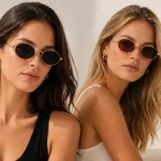 Kit 2 Unidades Óculos De Sol Feminino Armação Dourado Moda Retrô Fashion