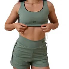 CONJUNTO FITNESS FEMININO SHORT DUPLO BOLSOS INTERNO TOP SUSTENTAÇÃO COM BOJO ACADEMIA TREINO CASUAL