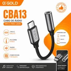 Cabo Adaptador Tipo-C / Lightning para P2 3.5mm – Áudio para Fone Android e iPhone Alta Qualidade