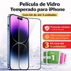 Kit Película de Vidro para iPhone – HD XS XR 11 12 13 14 15 16 17 AIR Pro Max