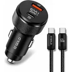 Carregador Veicular Turbo 60W TIPO C + USB Turbo Carregamento Turbo Universal A GOLD Original CARRO