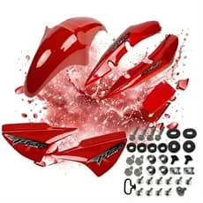Kit Carenagem Titan 150 Vermelho 2004 2005 2006 2007 2008 + Adesivos e Parafusos Caruaru Guarau Brilho Envernizado