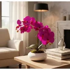 Arranjo De Orquídeas Em Silicone Em Vaso de vidro café, cerâmica