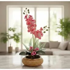 Arranjo Orquídeas + Jarro Ceramica Branco 5 Hastes