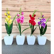 kit 4 vasinhos Arranjo mini Orquídeas Planta Artificial Decorativa Vaso varias cores