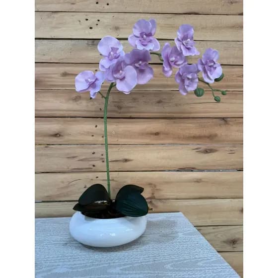 Vaso Arranjo Flor Orquideas Planta Artificial Buque Enfeite